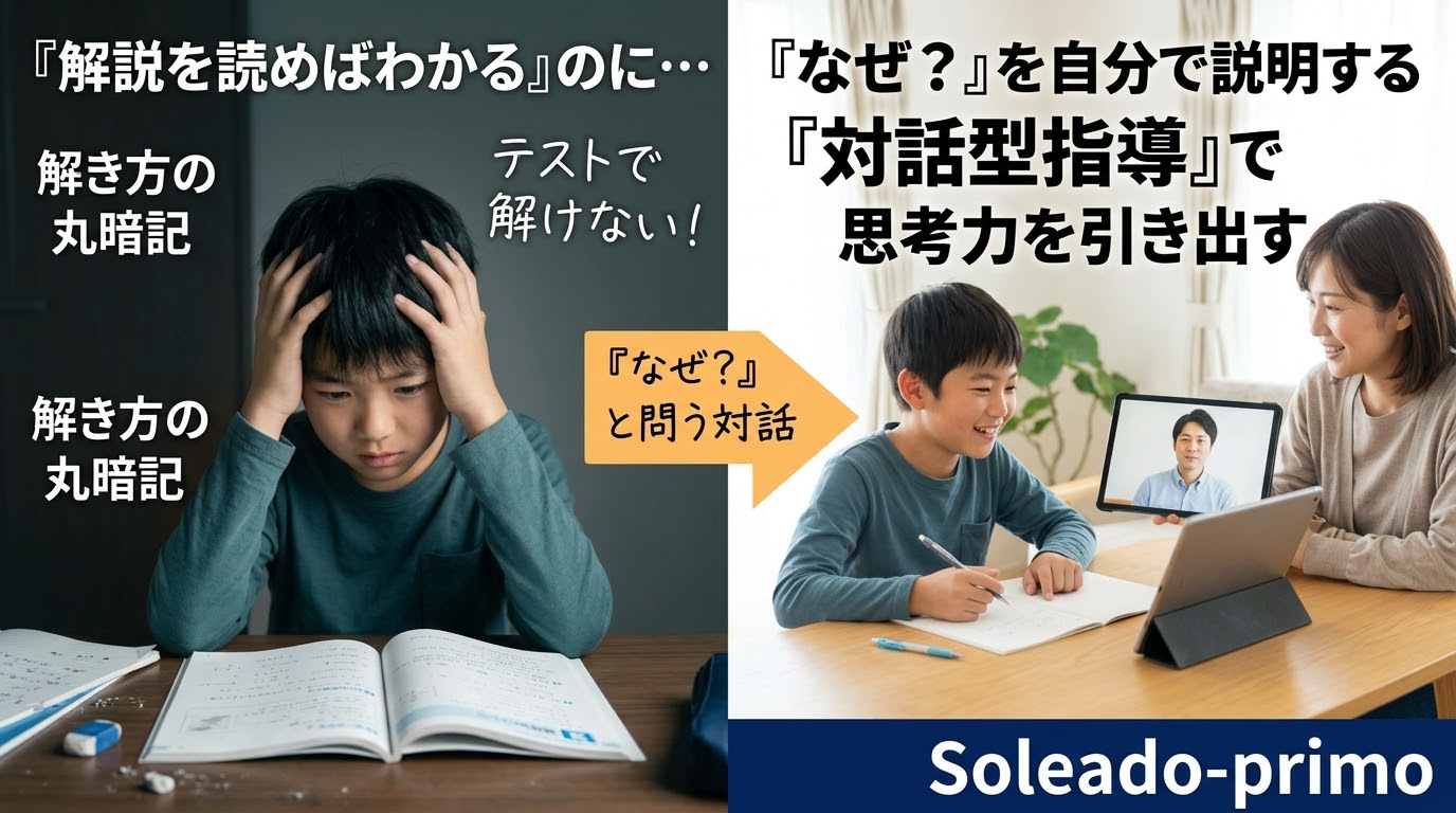 なぜ「解説を読めばわかる」のにテストで解けないのか？解法暗記から脱却するSoleado-primoの対話型指導